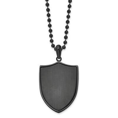 Polished Black Ip-Plated Shield 22 Inch Necklace Stainless Steel Brushed SRN2944-22 by Chisel, MPN:…