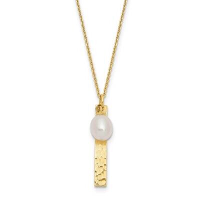 6-7mm Rice White Cultured Freshwater Pearl Brushed Necklace 14k Gold XF771-17, MPN: XF771-17, 88395…