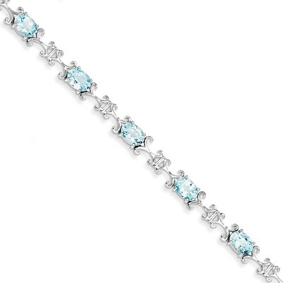 Blue Topaz Oval Bracelet Sterling Silver QX889BT, MPN: QX889BT, 883957492353