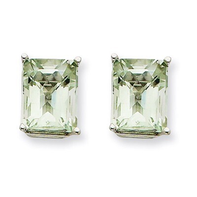9x7mm Emerald-Cut Green Quartz Earrings 14k White Gold XE68WCG, MPN: XE68WCG, 883957096421