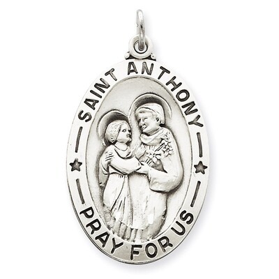 Saint Anthony Medal Antiqued Sterling Silver QC3582, MPN: QC3582, 886774108575