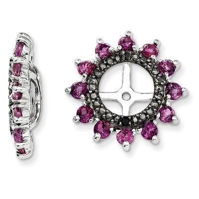 Rhodolite Garnet &amp; Black Sapphire Earring Jacket Sterling Silver Rhodium QJ108JUN, MPN: QJ108JUN, 1…