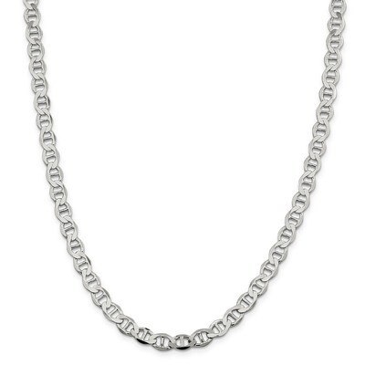 26 Inch 7.1mm Semi-Solid Flat Anchor Chain Sterling Silver QLFA150-26, MPN: QLFA150-26, 883957952802