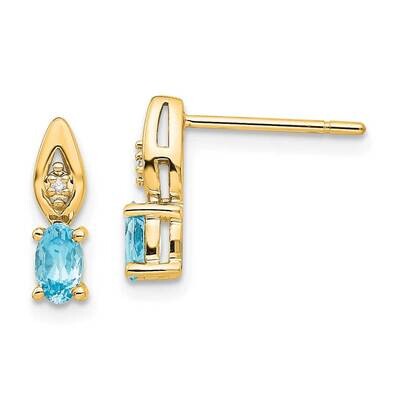 Blue Topaz Diamond Earring 14k Gold XBS614, MPN: XBS614, 191101800962
