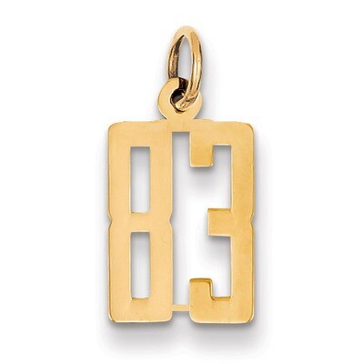 Number 83 Charm 14k Gold Small Polished Elongated LES83, MPN: LES83, 883957219141
