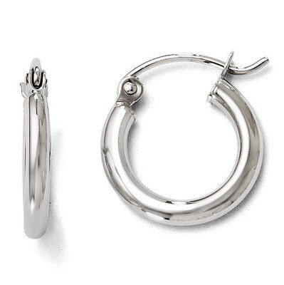 Leslie&#39;s Polished Hinged Hoop Earrings - 10k White Gold HB-TA40, MPN: TA40, 886774569826