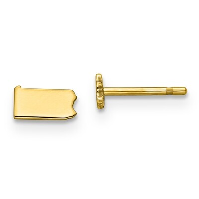 Pennsylvania State Small Earrings 14k Yellow Gold Engravable XNE50Y-PA, MPN: XNE50Y-PA, 886774759203