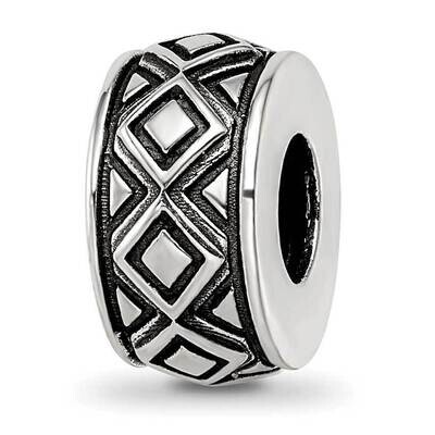 Antiqued Diamond Pattern Bead Sterling Silver QRS4055, MPN: QRS4055,