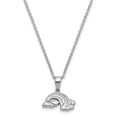 Paint Rainbows 14 Inch Necklace with 2 inch Extender Sterling Silver CZ Diamond QSX632, MPN: QSX632…