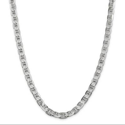 7mm Flat Anchor Chain 26 Inch Sterling Silver QAN200-26, MPN: QAN200-26,