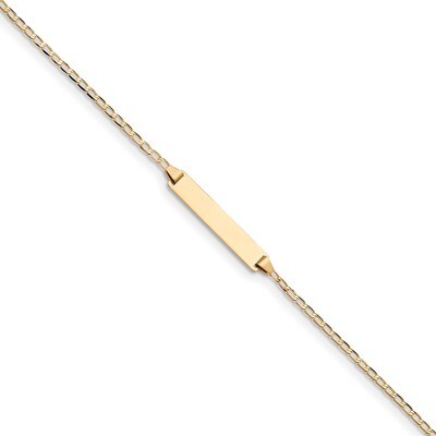 5.5 Inch Flat Curb Link ID Bracelet 14k Gold BID102-5.5, MPN: BID102-5.5, 191101435164