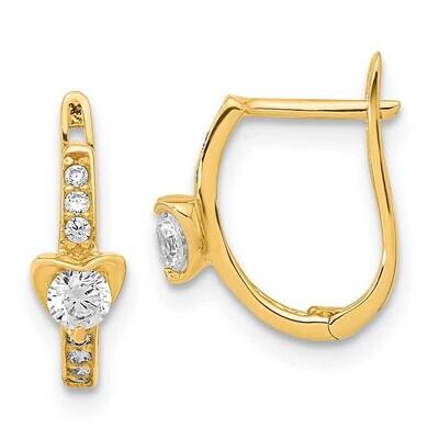 CZ Diamond Heart Hoop Earrings 14k Gold Polished YE1916, MPN: YE1916, 191101799723