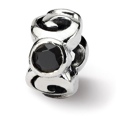 Black Synthetic Diamond Bead - Sterling Silver QRS402, MPN: QRS402, 883957723099