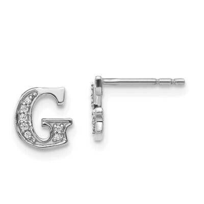 Initial G Earrings 14k White Gold Diamond EM4170G-005-WA, MPN: EM4170G-005-WA, 883957663517