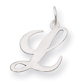 Medium Fancy Script Initial L Charm Pendant 14k white Gold YC653L, MPN: YC653L, 883957030128