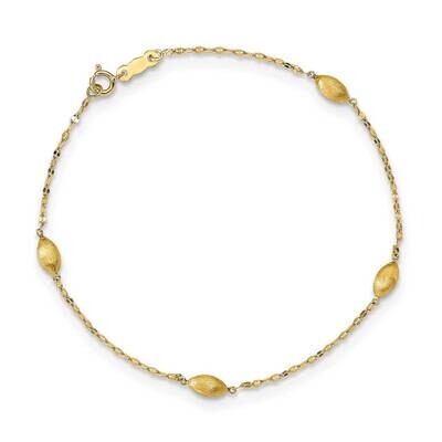 Satin Oval Beads Bracelet 14k Gold Diamond-cut SF2754-7.5, MPN: SF2754-7.5, 883957605876