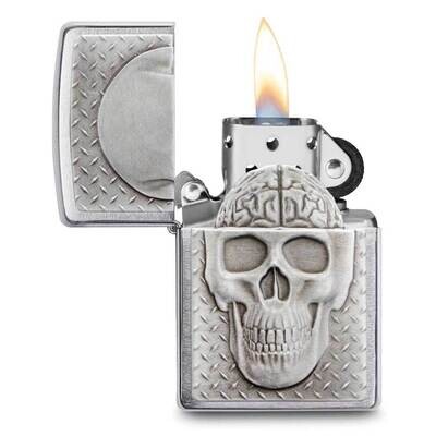 Zippo Brushed Chrome Skull with Brain Surprise Lighter GM25879, MPN: GM25879, 191693076820