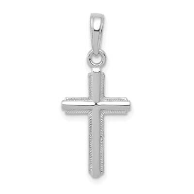 Cross with Stripped Border Pendant 14k White Gold Polished K5448W, MPN: K5448W,