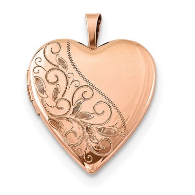 20mm Swirl &amp; Polished Heart Locket Sterling Silver Rose Gold-plated QLS744, MPN: QLS744, 1911013647…