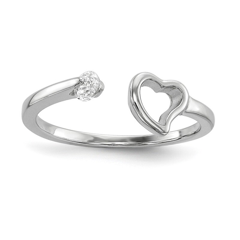 Open Heart CZ Diamond Polished Ring Sterling Silver Rhodium-plated QR6742, MPN: QR6742, 883957322803