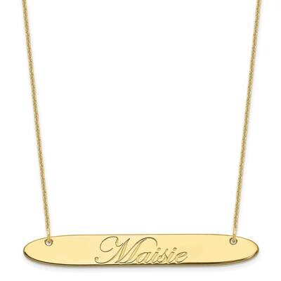Polished Oblong Edwardian Script Bar Necklace 10k Gold Large 10XNA1226Y, MPN: 10XNA1226Y,