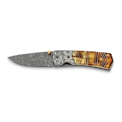 Damascus Steel 256 Layer Folding Dyed&amp;Carved Camel Bone Handle Knife KN3221, MPN: KN3221, 191101910…