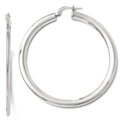 Leslie&#39;s Polished Hinged Hoop Earrings - Sterling Silver HB-QLE240, MPN: QLE240, 883957020556