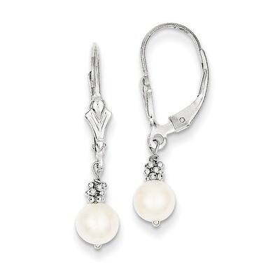 (5-6mm) Cultured Pearl Leverback Earrings 14k White Gold XF215, MPN: XF215, 886774563305