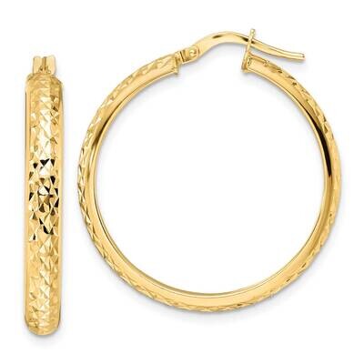 Diamond Cut Hoop Earrings 14k Gold Polished TC1027, MPN: TC1027, 883957982670