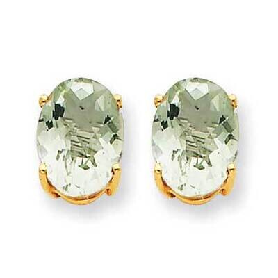 8x6 Oval Checker-Cut Green Quartz Earrings 14k Gold XE88CG, MPN: XE88CG, 883957108179