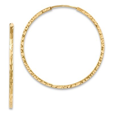 Square Tube Endless Hoop Earrings 14k Gold Diamond-cut TF998, MPN: TF998, 191101055829