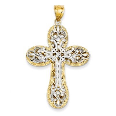 Diamond-cut Layered Cross Pendant 14k Two-Tone Gold C4325, MPN: C4325, 637218131693