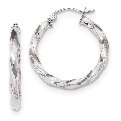3mm Twisted Hoop Earrings 10k White Gold 10TC400W, MPN: 10TC400W, 191101344329