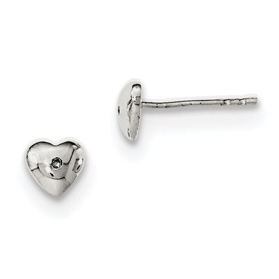 Diamond Heart Post Earrings Sterling Silver Rhodium-plated QE12893, MPN: QE12893, 191101110955