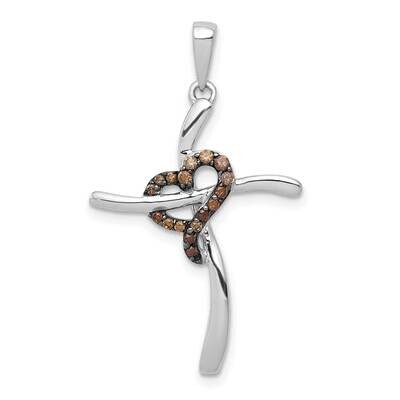 1/10Ct. Champagne Diamond Heart Cross Pendant 14k White Gold PM4986-010-WA, MPN: PM4986-010-WA, 883…