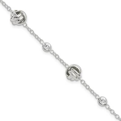 Knotted CZ Diamond with 1.25 In Extender Bracelet Sterling Silver Polished QG5882-6, MPN: QG5882-6,…