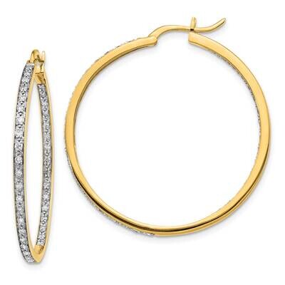 SI1/SI2 G H I In/Out Hoop Earrings 14k Yellow Gold Lab Grown Diamond EM5423-062-YLG, MPN: EM5423-06…