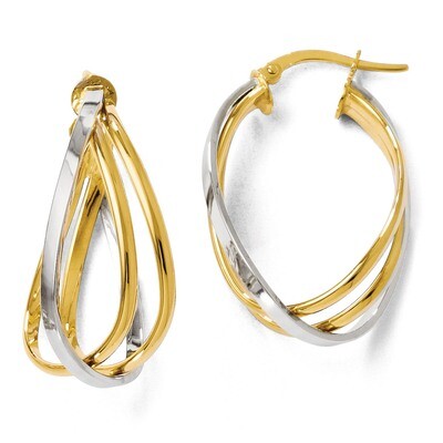 Leslie&#39;s Polished Twist Hoop Earrings - 14k Gold Two-tone HB-LE312, MPN: LE312, 883957024349