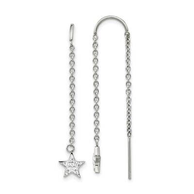 Preciosa Crystal Star Threader Earrings Stainless Steel Polished SRE1361, MPN: SRE1361, 191101868023