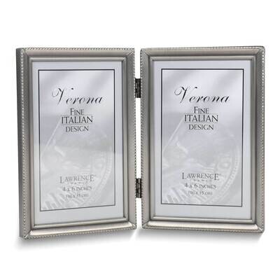 Pewter Brushed and Beaded 4x6 Double Photo Frame GM25419, MPN: GM25419, 751148035064