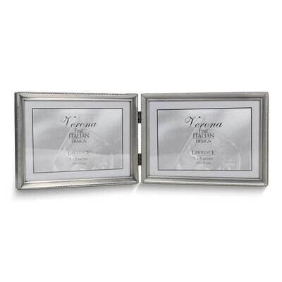 Pewter Brushed and Beaded 7x5 Double Photo Frame GM25426, MPN: GM25426, 751148065276