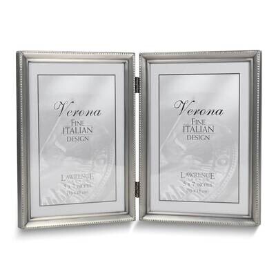 Pewter Brushed and Beaded 5x7 Double Photo Frame GM25423, MPN: GM25423, 751148035071