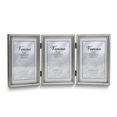 Pewter Brushed and Beaded 4x6 Triple Photo Frame GM25420, MPN: GM25420, 751148061957