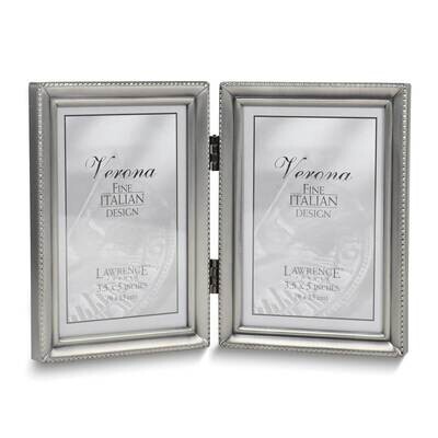 Pewter Brushed and Beaded 3x5 Double Photo Frame GM25415, MPN: GM25415, 751148035057