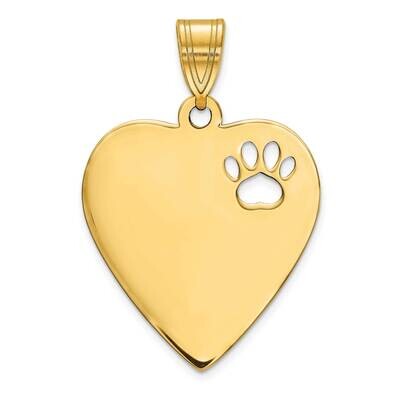 Heart Pendant with Pawprint Cutout Gold Plated Sterling Silver XNA770GP, MPN: XNA770GP, 191101221446