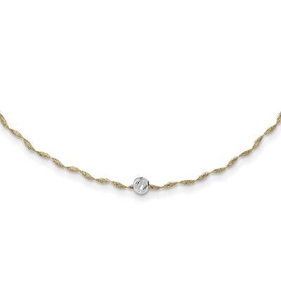 Gold Twisted Flexible Diamond-Cut Bead Necklace 18 Inch 14k Two-Tone Gold SF2823-18, MPN: SF2823-18…