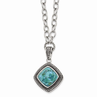 Antiqued Imitation Turquoise 20.5 Inch Necklace Stainless Steel Polished SRN1526-18 by Chisel, MPN:…