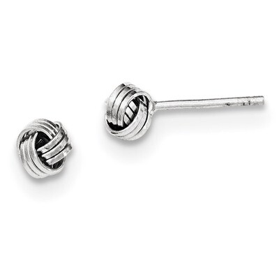 Twisted Knot Bead Post Earrings Sterling Silver Rhodium-plated Polished QE11773, MPN: QE11773, 1911…