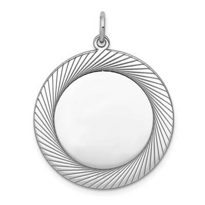 Engraveable Round Polished Front Back Disc Charm Sterling Silver QM406/27P, MPN: QM406, 883957521336