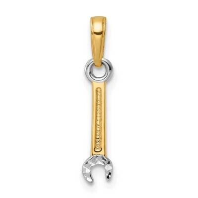 Wrench Pendant 14k Gold and White Rhodium Diamond-Cut M3013, MPN: M3013,